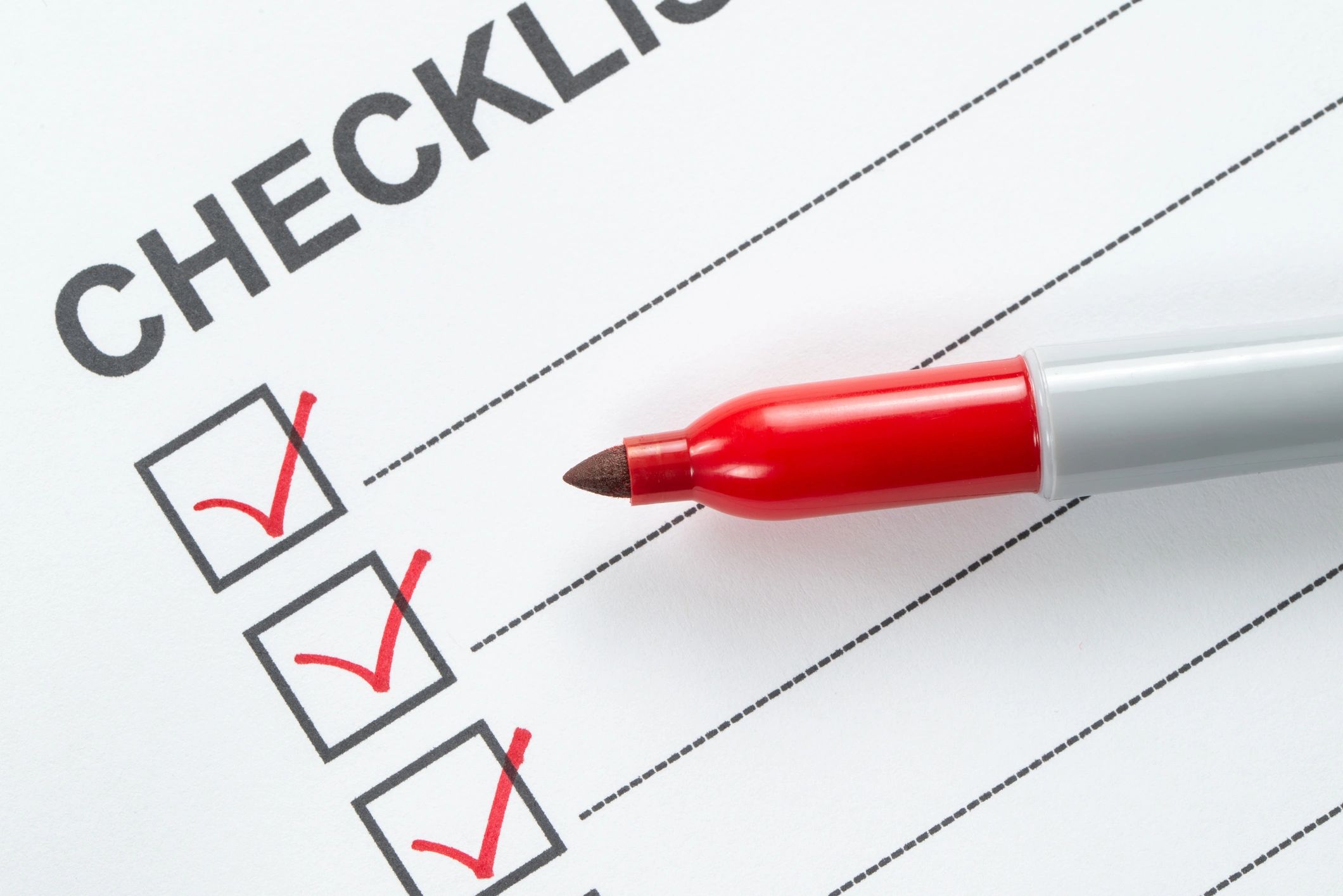 Checklist with marked boxes representing service items