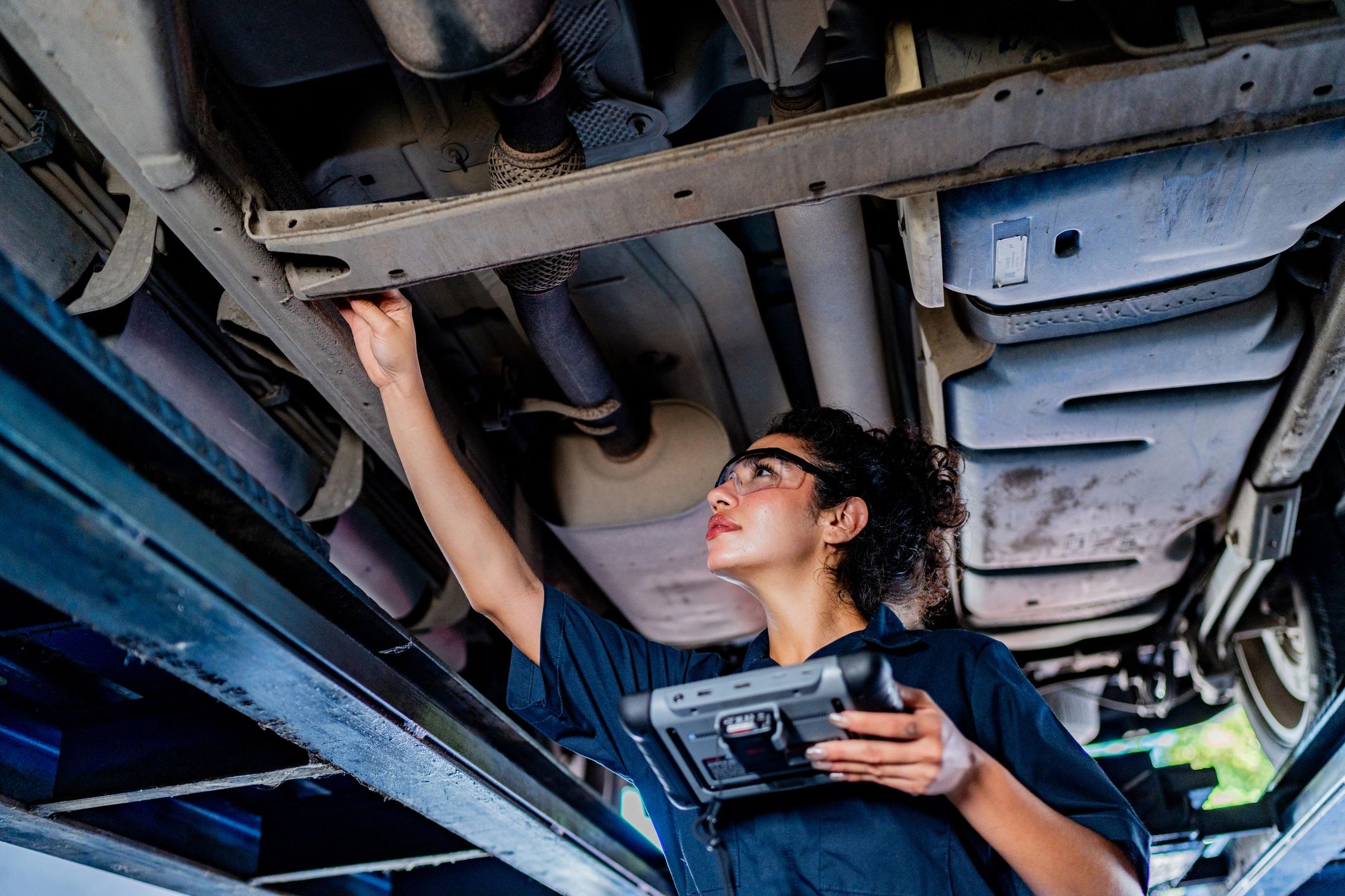 Customer portrait at auto repair shop